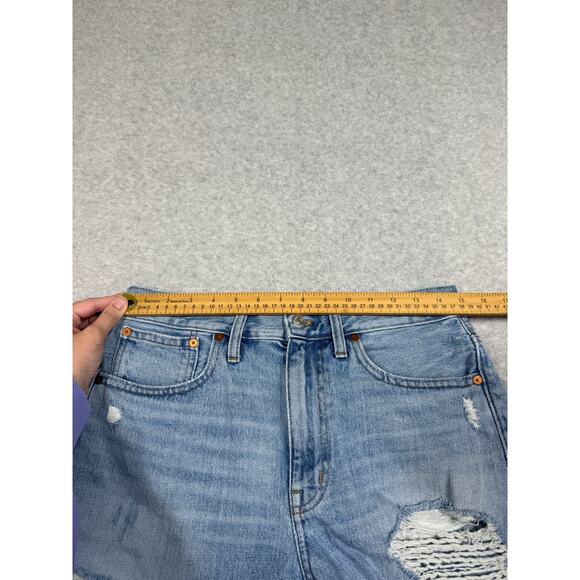 Madewell Womens Size 27 Relaxed Mid Length Denim Shorts Distressed - Picture 6 of 9
